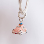 Berloque Fusca Rosa Prata 925