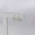 Brinco Argola Click P Cravejado com Zircônias Cristal Prata 925