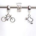 Leve 3 pague 2 - Kit de Berloques em Prata 925 com Coração e Halter, Bicicleta e Ganhe Mini Separador Corações