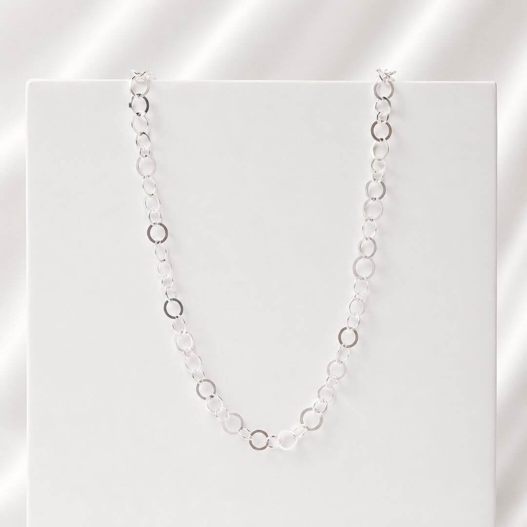 Corrente Elo Oval 40cm Prata 925