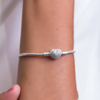 Pulseira de Berloque Coração Cravejado Com Zircônias Prata 925