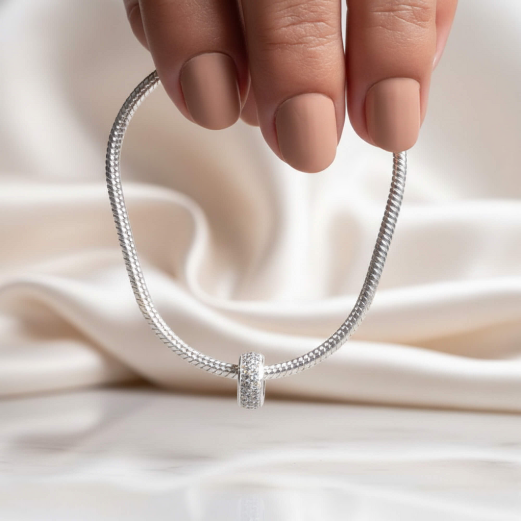 Berloque Separador Zircônia Cristal Prata 925