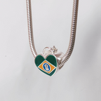 Berloque Coração Brasil Prata 925