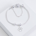 Kit Minha Primeira Pulseira Coração Cravejado + Berloque Patinha + Presente Berloque Mini Separador Corações