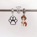 Leve 3 pague 2 - Kit de Berloques Prata 925 com Patinha Vazada, Dachshund Marrom e Ganhe Mini Separador Corações