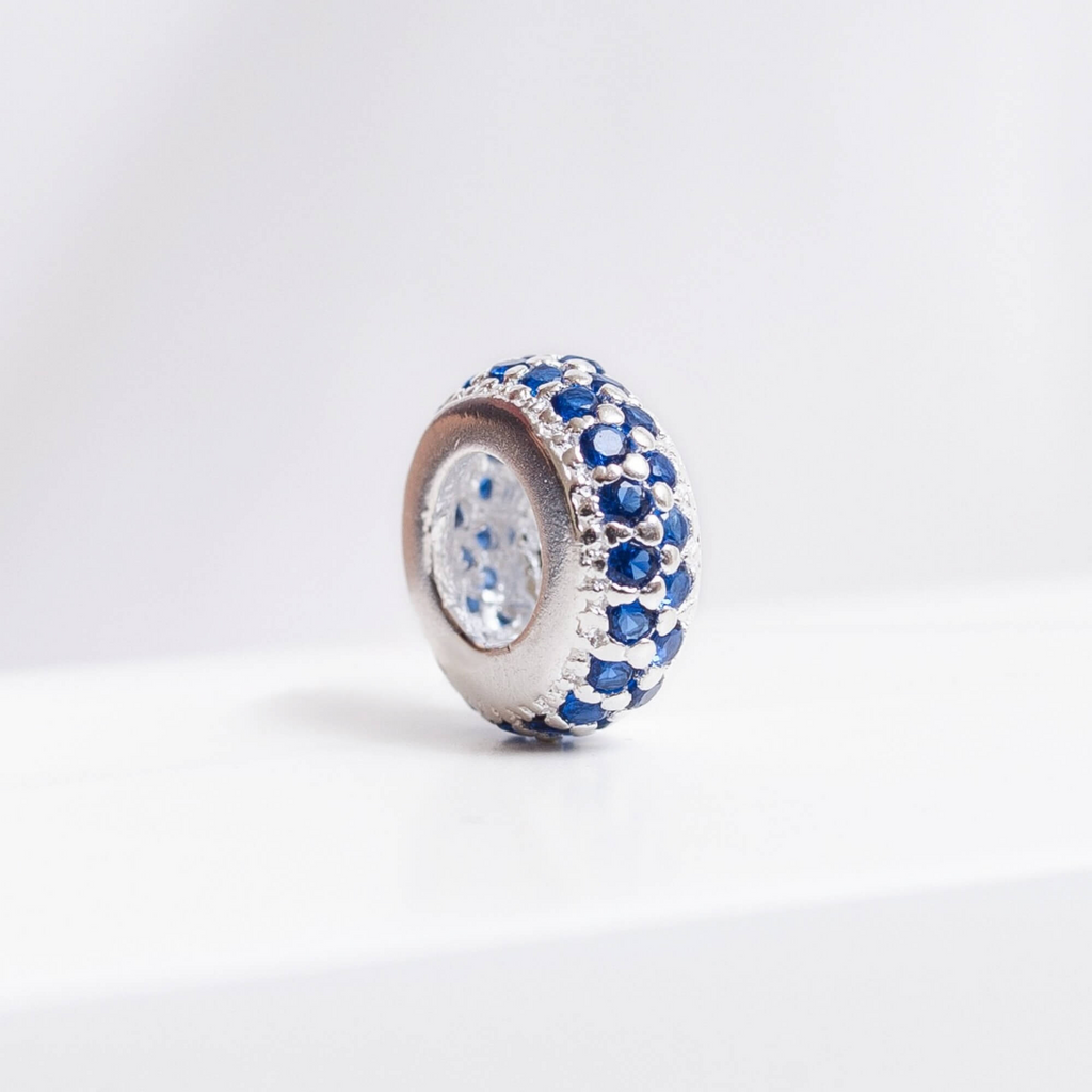 Berloque Separador Zircônia Azul Prata 925