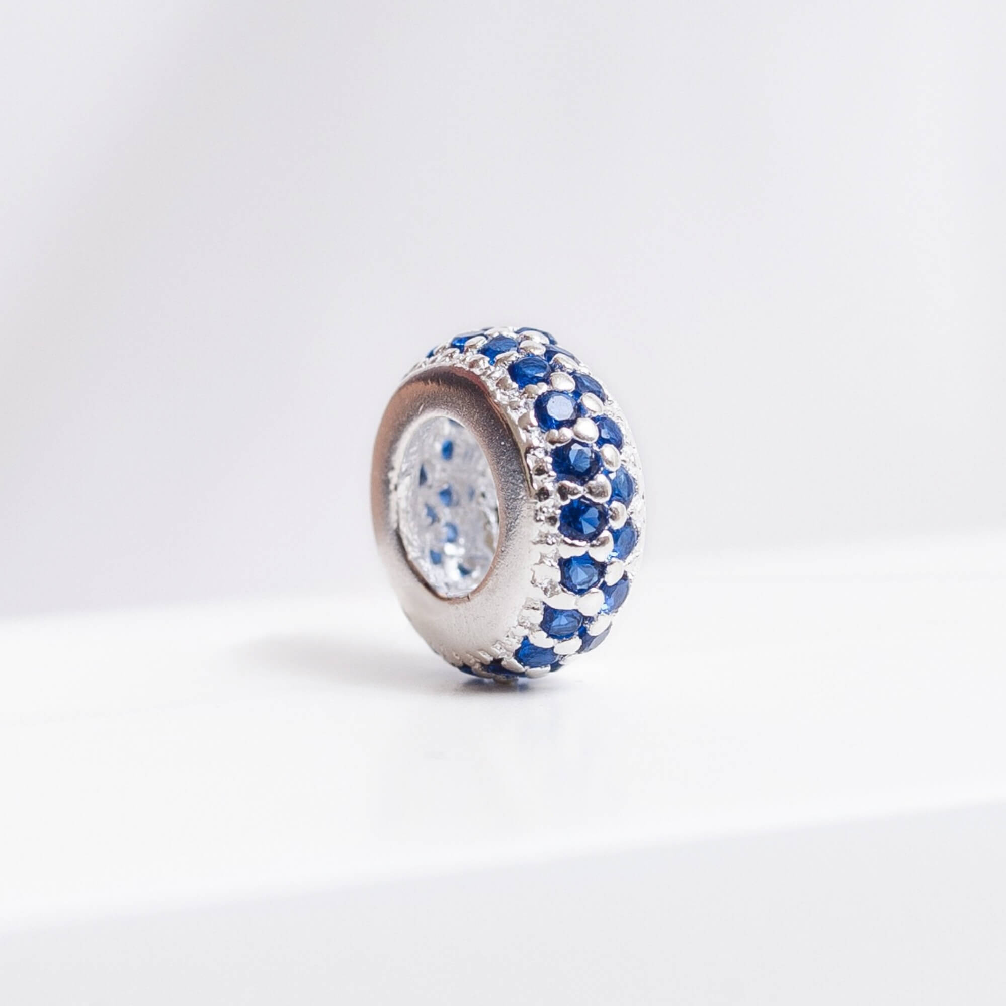Berloque Separador Zircônia Azul Prata 925