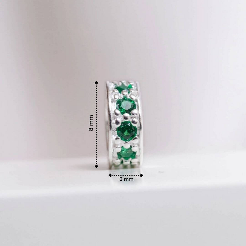 Berloque Mini Separador Zircônia Verde Prata 925