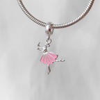 Berloque Bailarina Rosa Prata 925