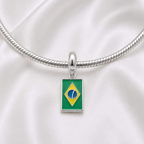 Berloque Bandeira do Brasil Copa do Mundo Prata 925