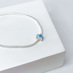 Berloque Mini Separador Flor Azul Prata 925