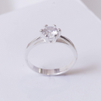 Anel de Prata 925 Solitário Cristal Liso