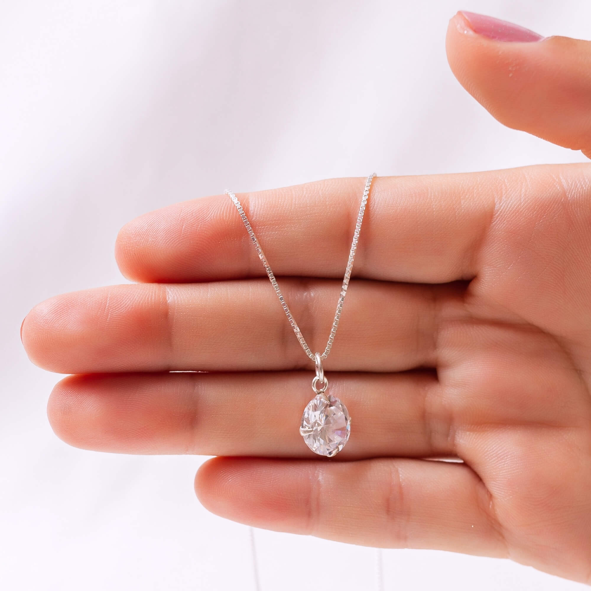 Colar Ponto de Luz Cristal 10mm Prata 925