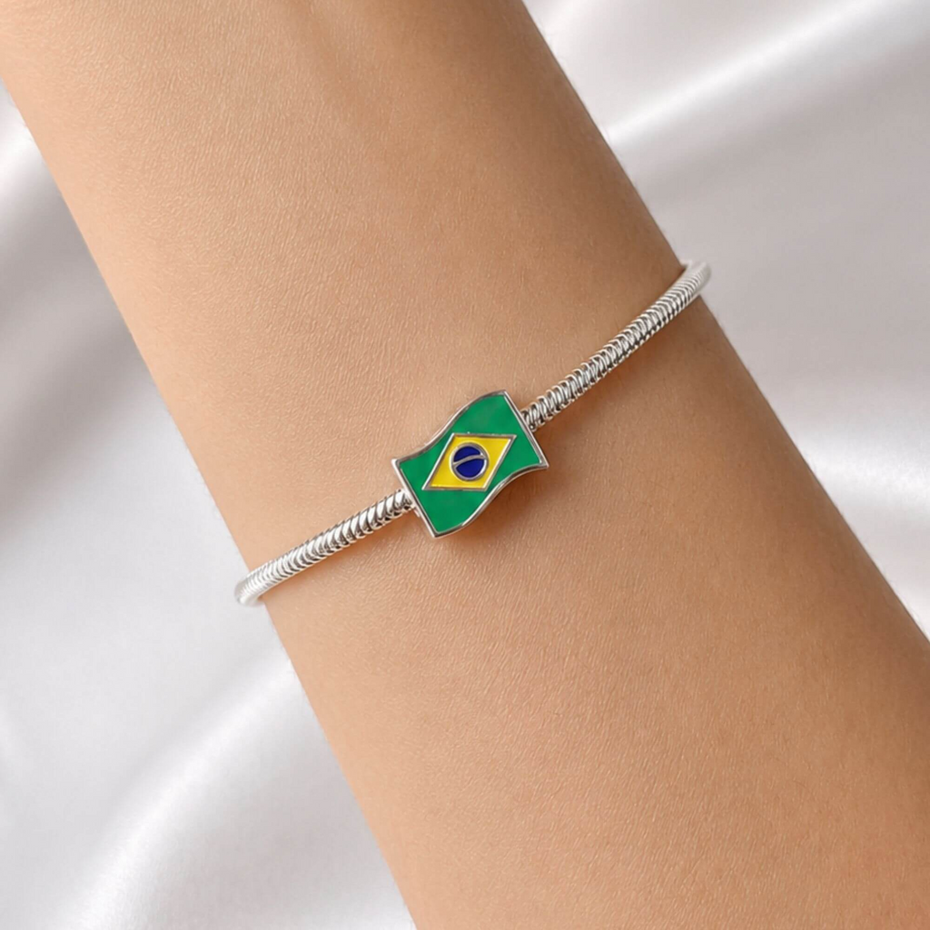 Berloque  Separador Bandeira do Brasil Prata 925