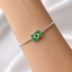 Berloque  Separador Bandeira do Brasil Prata 925