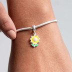 Berloque Girassol Amarelo Prata 925