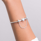 Kit Pulseira Coração + Corrente de Segurança Prata 925