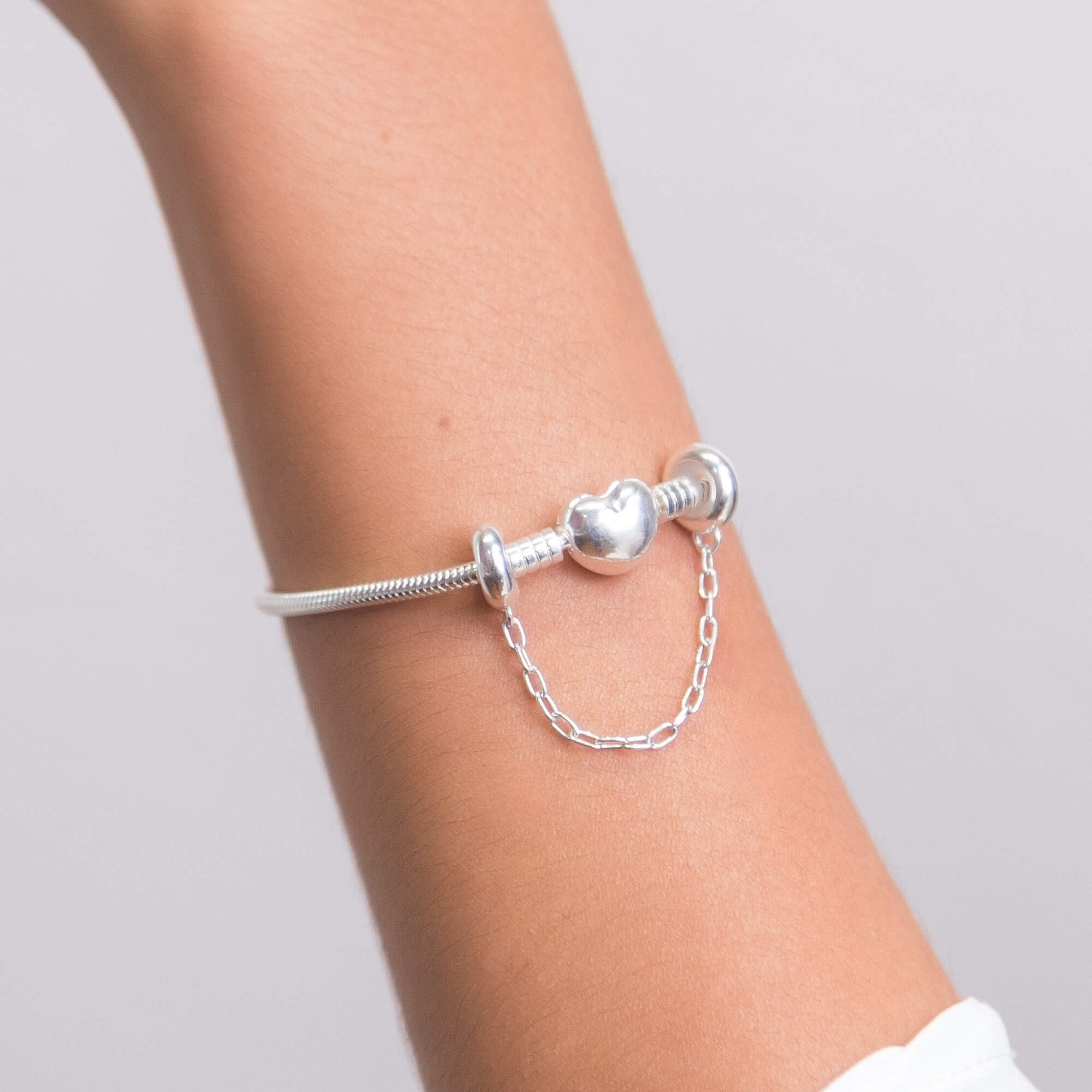 Kit Pulseira Coração + Corrente de Segurança Prata 925
