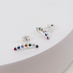 Brinco Ear Cuff Zircônias Coloridas Prata 925