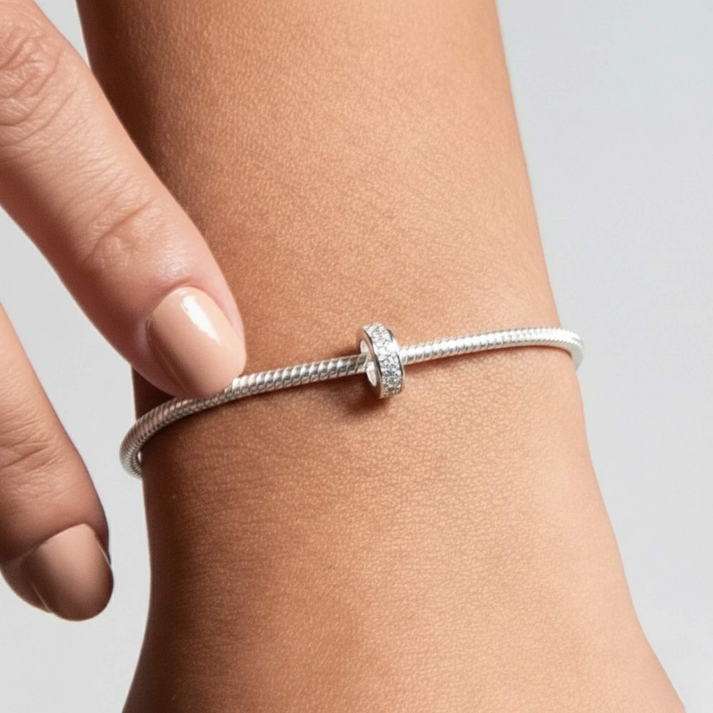 Berloque Mini Separador Zirconia Cristal Prata 925