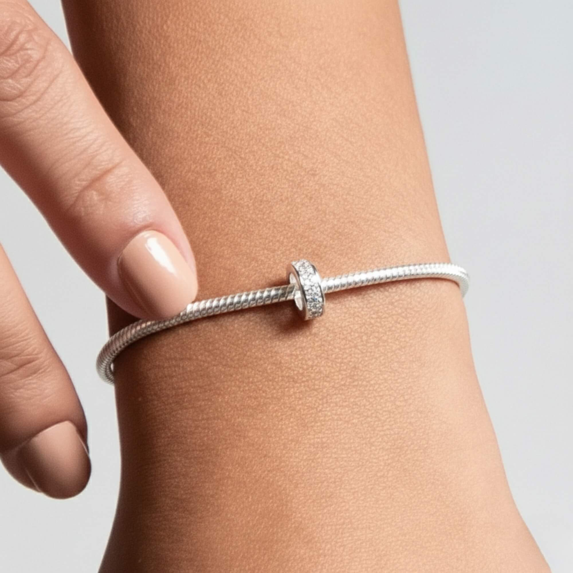 Berloque Mini Separador Zirconia Cristal Prata 925