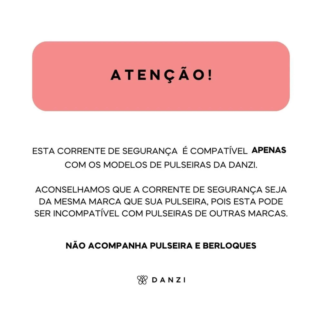 Corrente de Segurança Trava Silicone Cravejada Prata 925