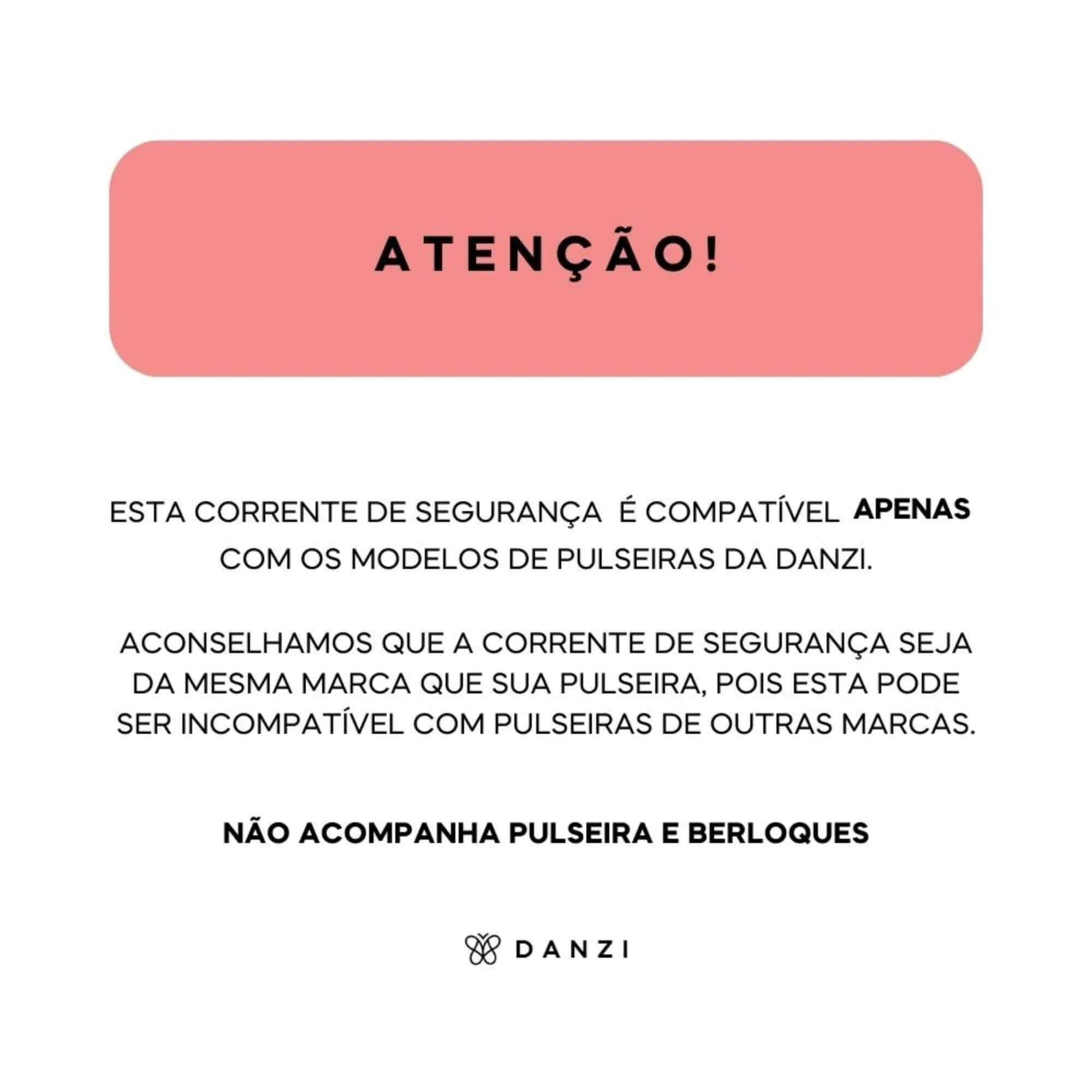 Corrente de Segurança Trava Silicone Cravejada Prata 925