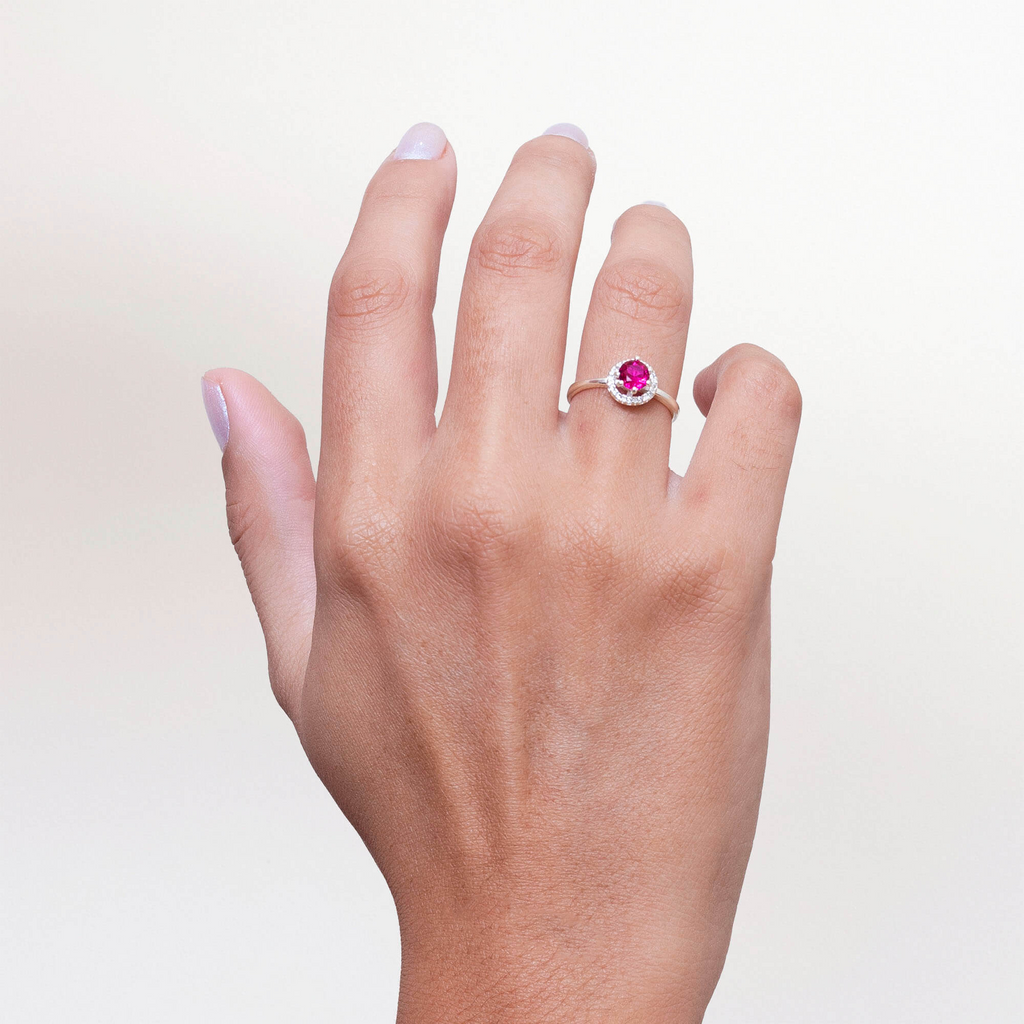 Anel Solitário Cravejado Rosa Pink Prata 925
