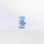 Berloque Mini Separador Flor Azul Prata 925