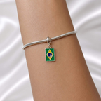 Berloque Bandeira do Brasil Copa do Mundo Prata 925