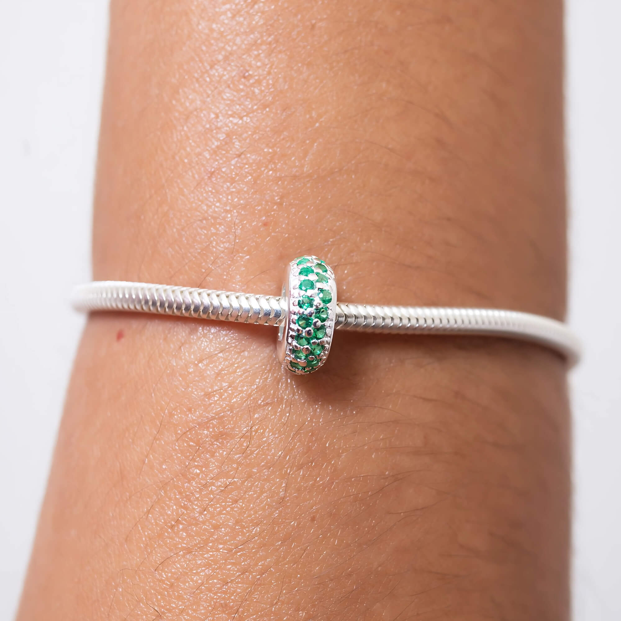 Berloque Separador Zircônia Verde Prata 925