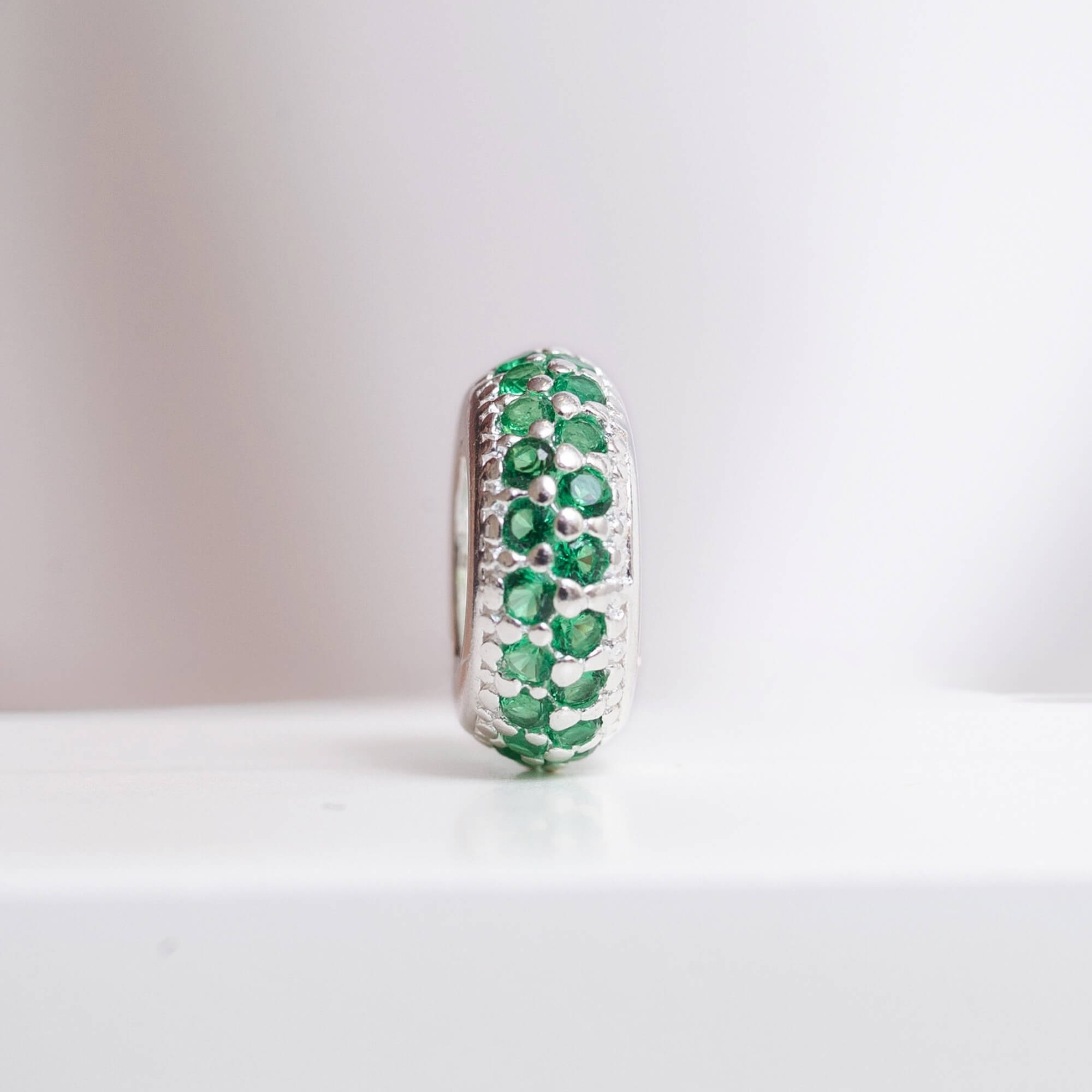 Berloque Separador Zircônia Verde Prata 925