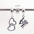 Leve 3 pague 2 - Kit de Berloques em Prata 925 com Corações Entrelaçados, LOVE e Ganhe Mini Separador Corações