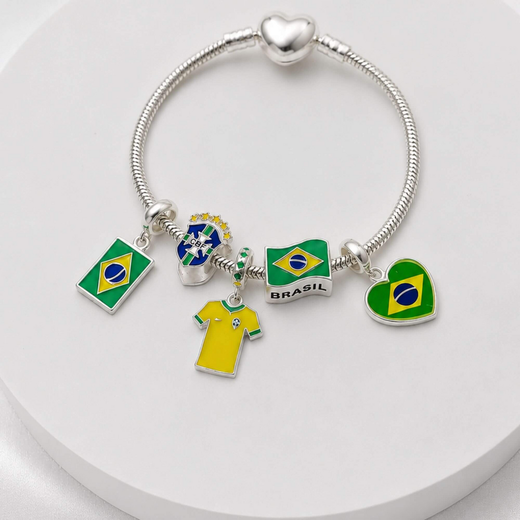 Berloque  Separador Bandeira do Brasil Prata 925