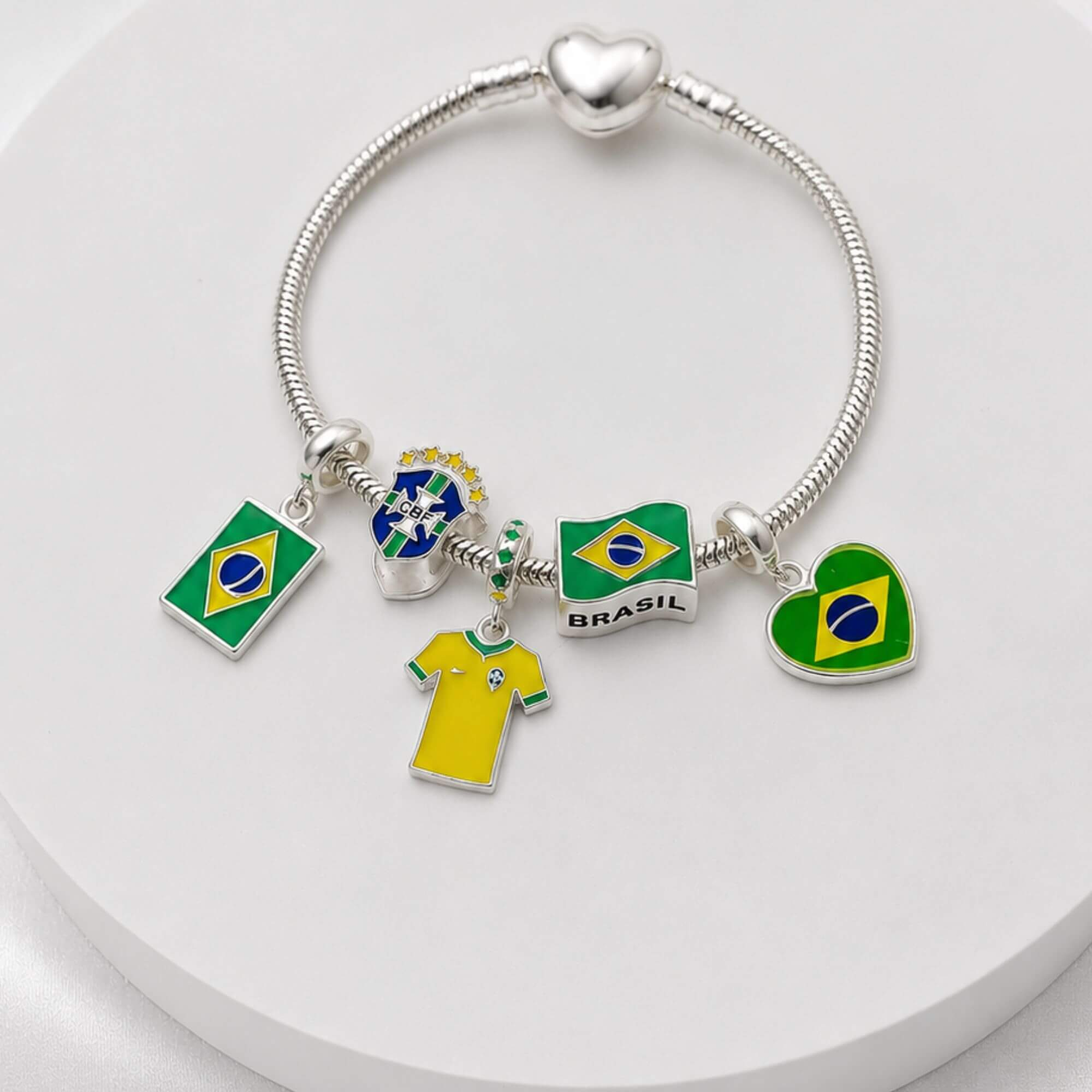 Berloque  Separador Bandeira do Brasil Prata 925
