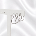 Trio de Brincos Argolas Corações Lisas Prata 925
