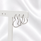Trio de Brincos Argolas Corações Lisas Prata 925
