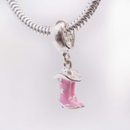 Berloque Bota Rosa e Chapéu Country Prata 925