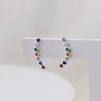 Brinco Ear Cuff Zircônias Coloridas Prata 925