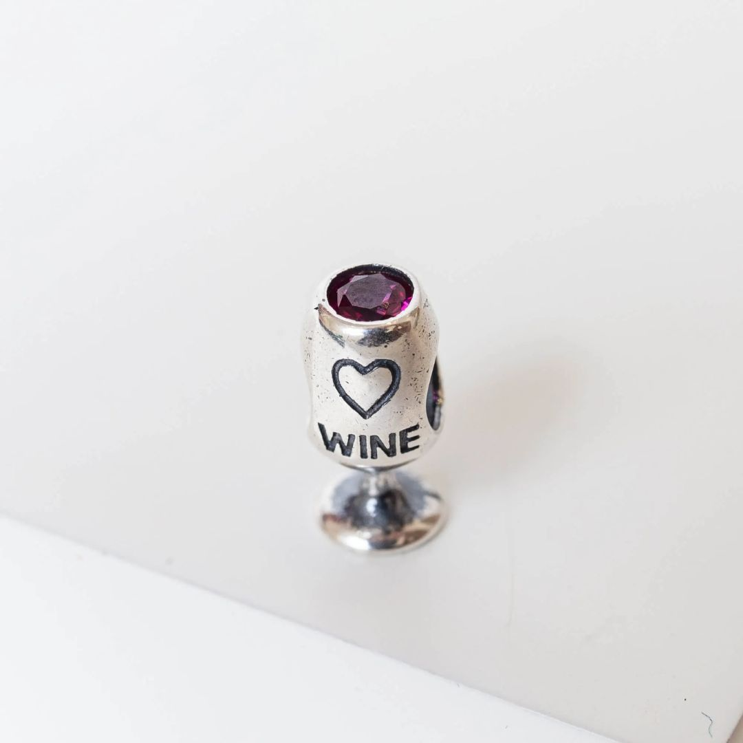 Berloque Taça de Vinho com Zircônia Prata 925