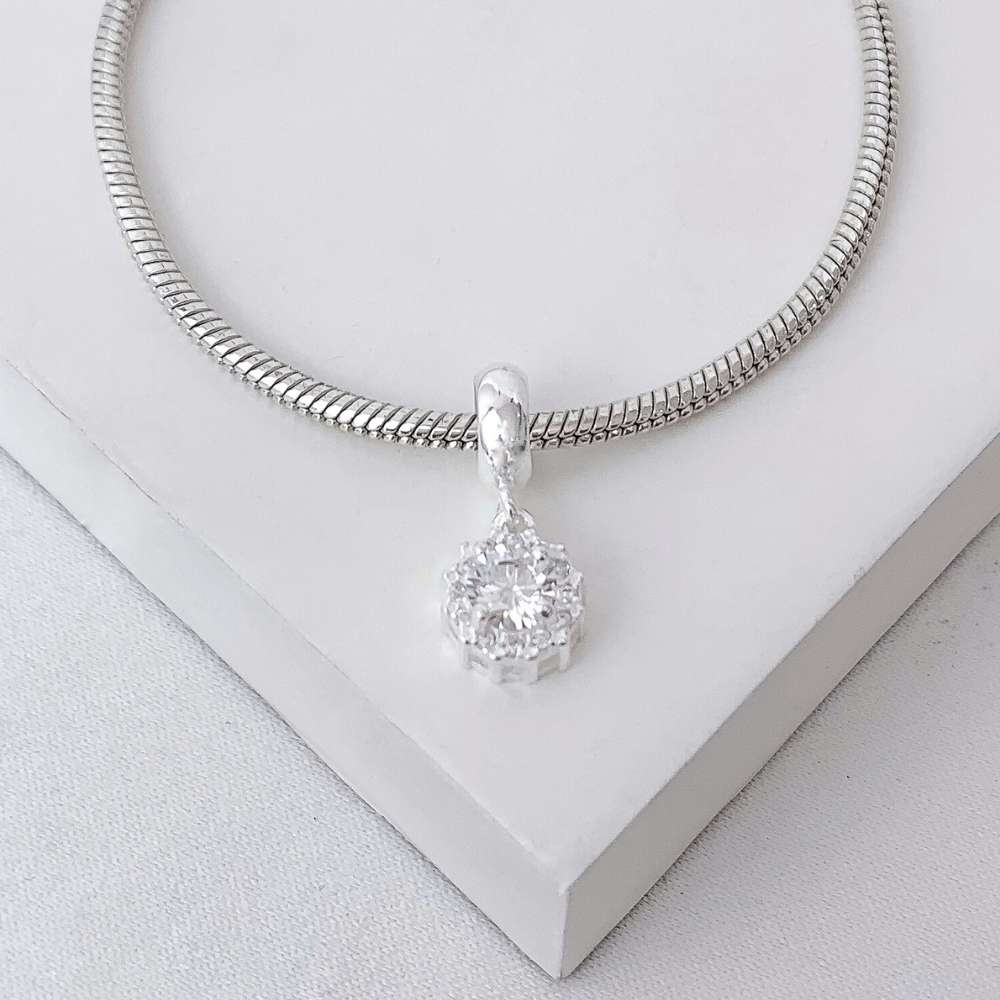 Berloque Radiante Zircônia Cristal Prata 925