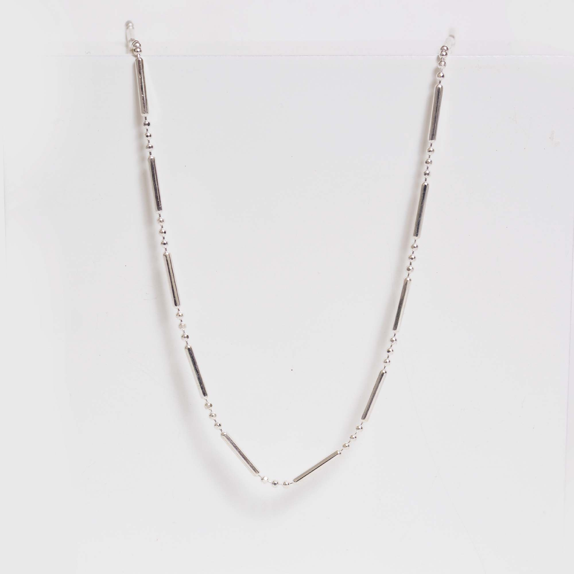 Corrente Bolinha com Palito 45cm Prata 925