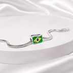 Berloque  Separador Bandeira do Brasil Prata 925