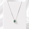 Colar de Prata 925 Verde Esmeralda Com Zircônias Cristais 45 cm