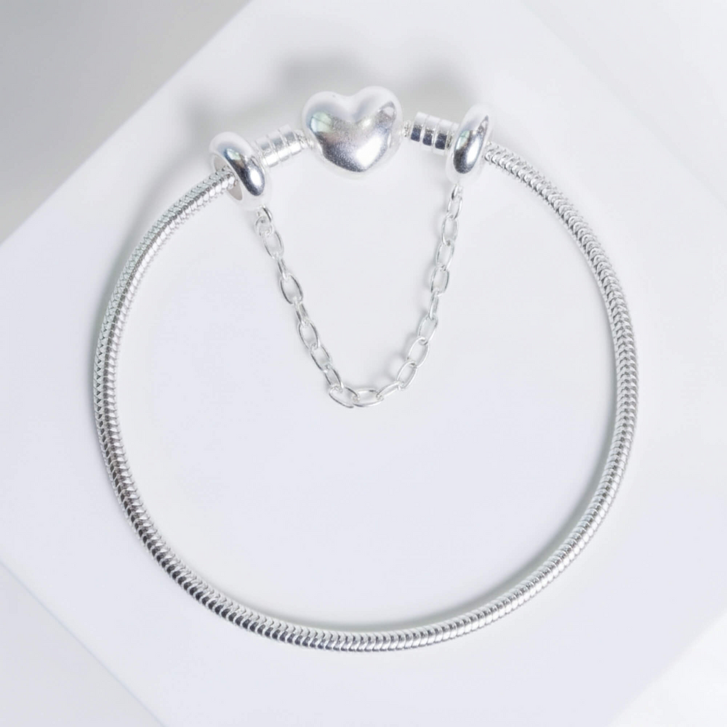 Kit Pulseira Coração + Corrente de Segurança Prata 925