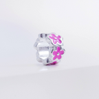 Berloque Mini Separador Flor Rosa Prata 925