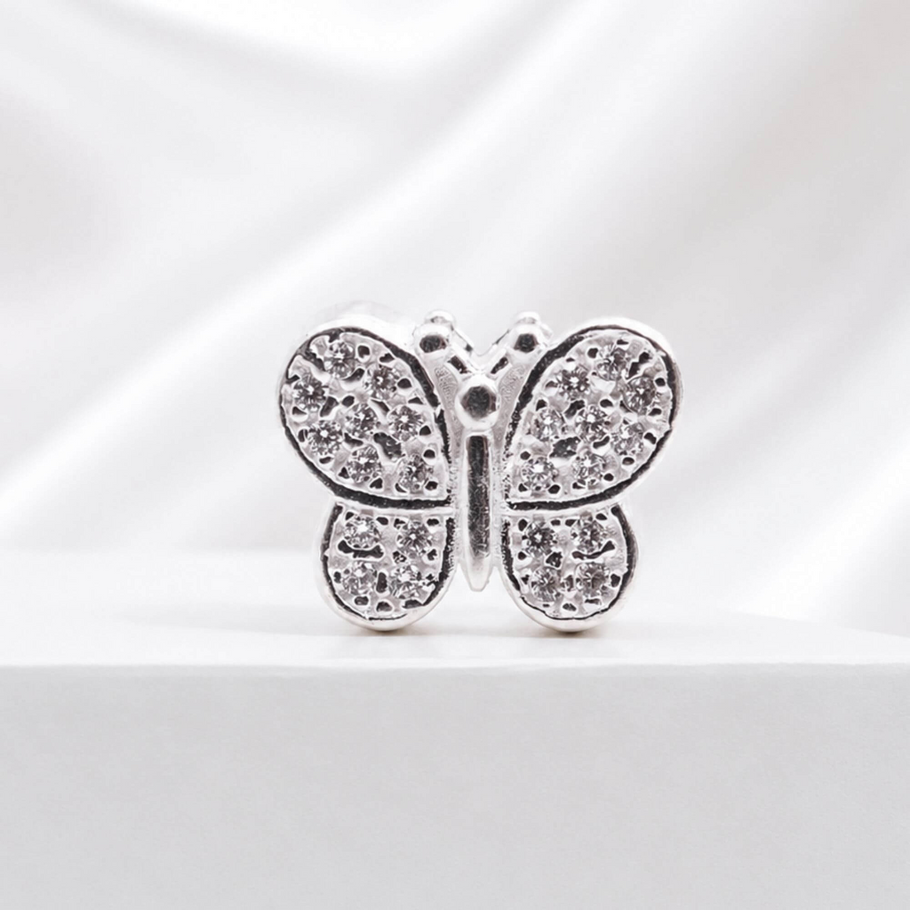 Berloque Borboleta Zircônia Prata 925