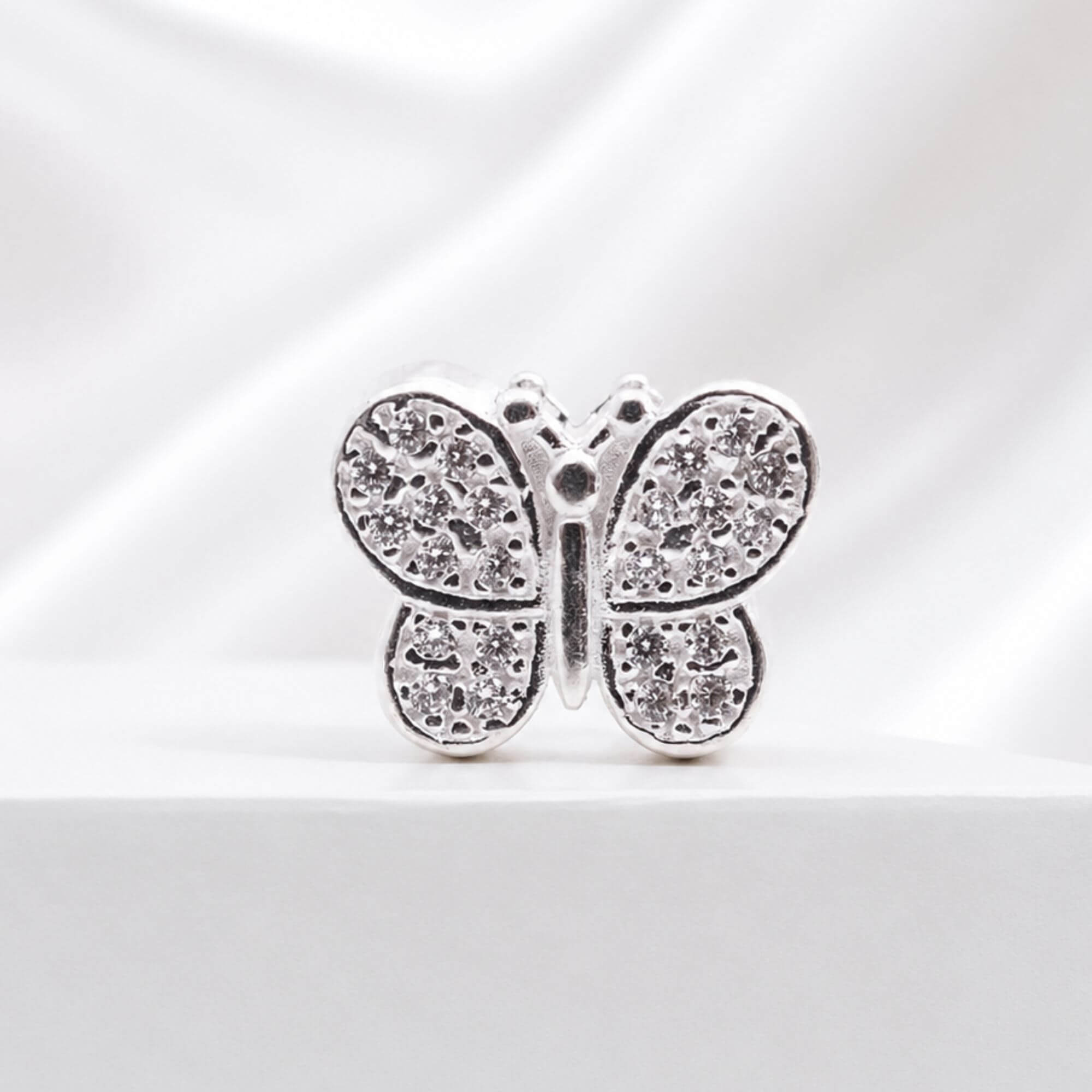 Berloque Borboleta Zircônia Prata 925