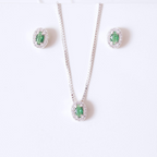 Colar de Prata 925 Verde Esmeralda Com Zircônias Cristais 45 cm