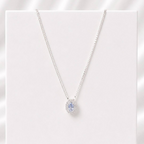 Colar de Prata 925 Azul Celeste Com Zircônias Cristais 45 cm